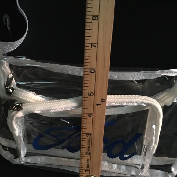 Ford Fanny Pack Clear Adjustable White Trim Blue Large Logo 90s Dadcore - Picture 8 of 11